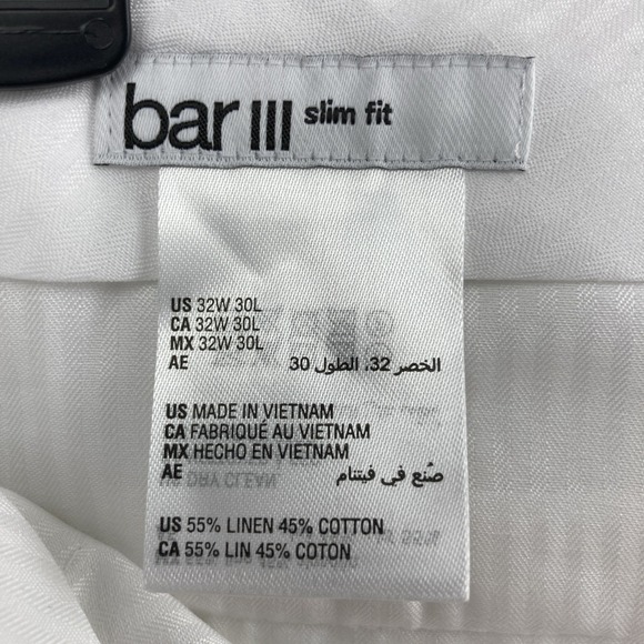 BAR III Men's Suit Slim Fit 2-Pc White Linen Blend 38R Jacket 32x30 Pants F03383 - Picture 13 of 14